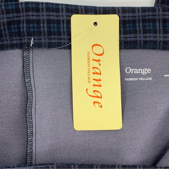 Orange Fashion Village NWT Tartan Plaid Slim Fit Ankle Pants, Large - Picture 12 of 16